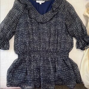 Emily Daniels Navy Blue Women's Top with Ruffle Details